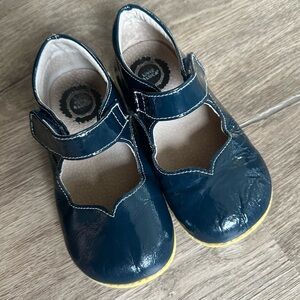 Livie & Luca Shiny Navy Dress Shoes with Yellow Accents